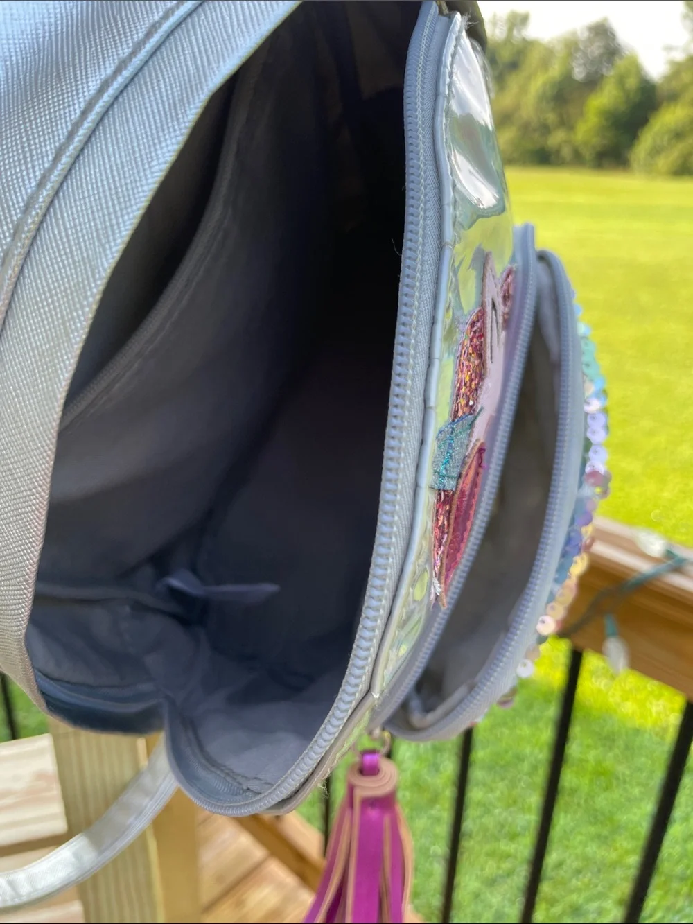 Holographic Unicorn Sequin Kids Backpack - Silver